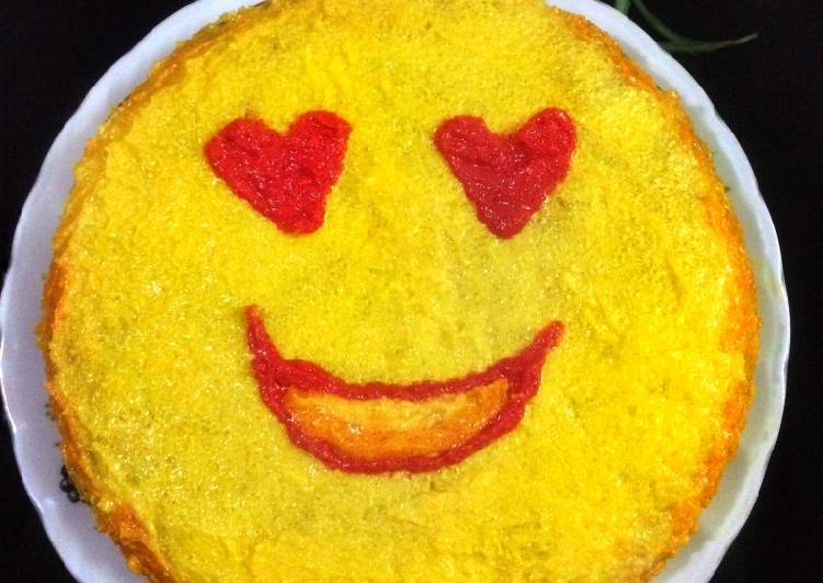 Recipe of Super Quick Homemade Emoji Eggless Mango Cake