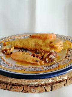 Una foto de Colitas de rape con langostinos y almejas