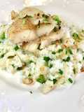 Filetes de bacalhau com arroz de cebolinha
