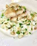 Filetes de bacalhau com arroz de cebolinha