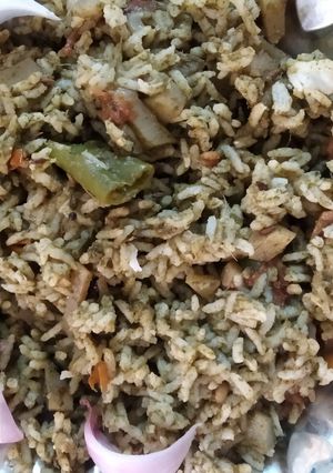 A picture of South indian mint rice.