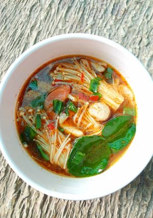 Foto resep Jamur enoki kuah pedas