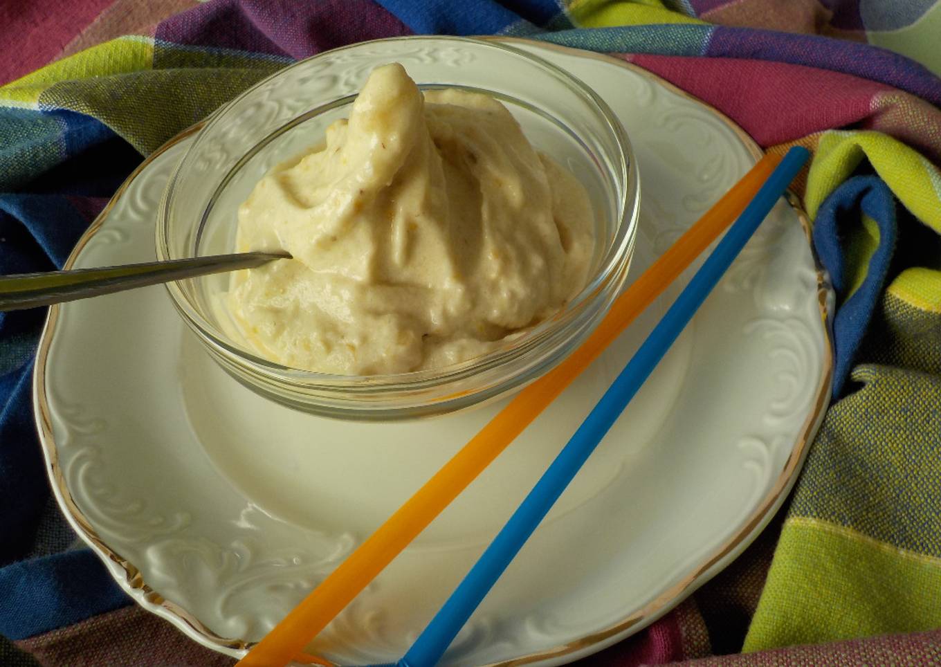 Helado de manzana y plátano