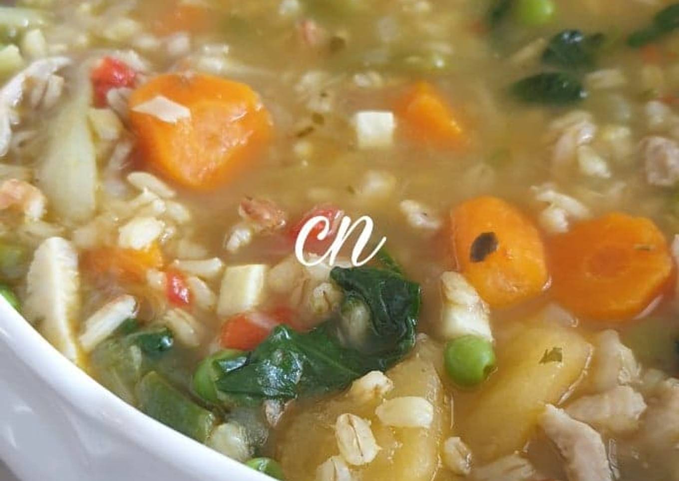 #Soupe d’orge mondé aux légumes