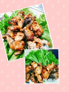 Hình của món Ếch để da chiên giòn.