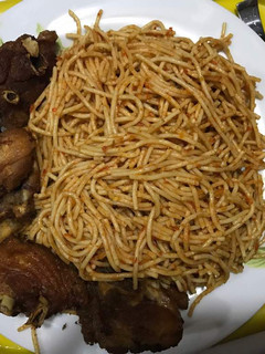 A picture of Jollof Spaghetti.