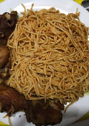 A picture of Jollof Spaghetti.
