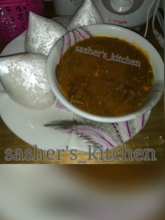 A picture of Mashed rice with miyan kubewa.