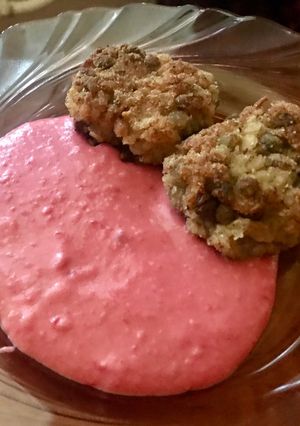 Céklapüré lencsefasírttal recept fotója