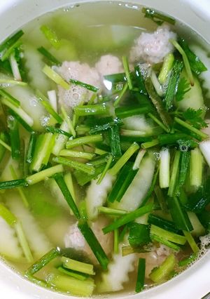 Hình của món Canh bí xanh nấu mọc tôm thịt.