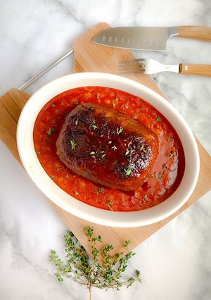 A picture of Glazed meatloaf.