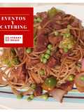 Cerdo agridulce c/ spaghetti y legumbre