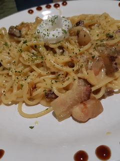 Una foto de Pasta a la Carbonara