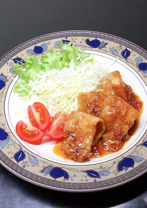 Hình của món Sườn cốt lết thăn áp chảo sốt xì dầu,gừng.