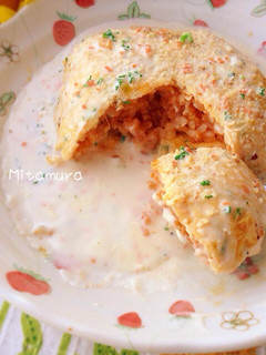 白醬蛋包飯 的食譜成品照片