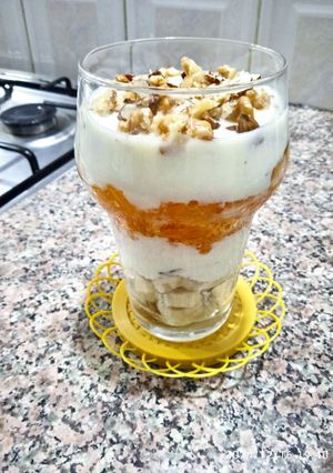 Une photo de Verrine kaki et banane