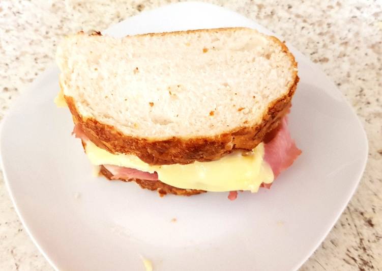 Recipe of Super Quick Homemade My Ham, Brie, &amp; tiger bread sandwich 😘