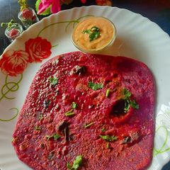 A picture of Beetroot moong dal Paratha.