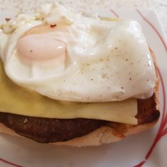 A picture of My Beef Burger treat on toast.