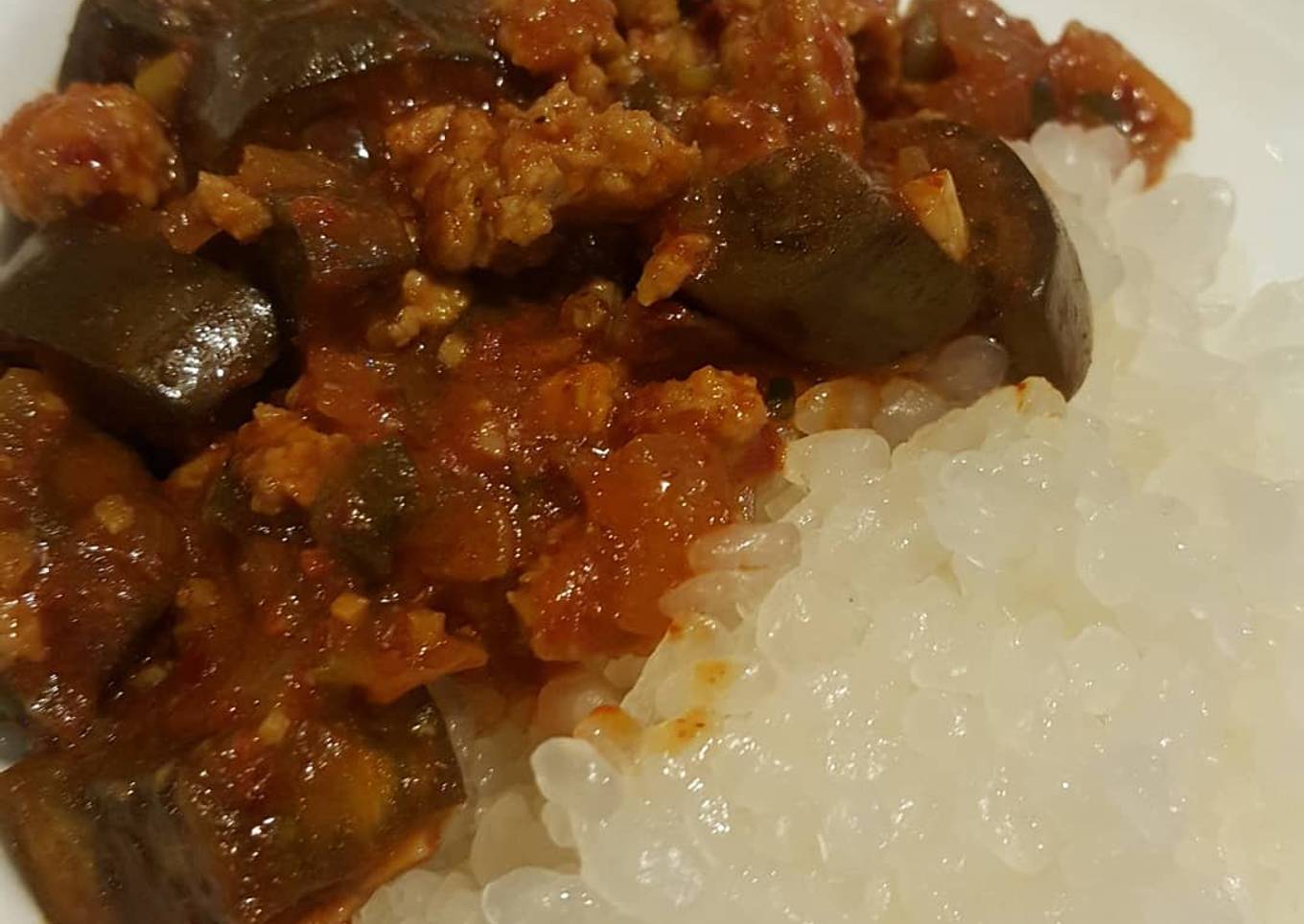 Spicy Korean eggplant mapo (terong mapo)