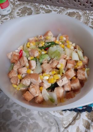 Foto resep Tumis sawi putih jagung tahu
