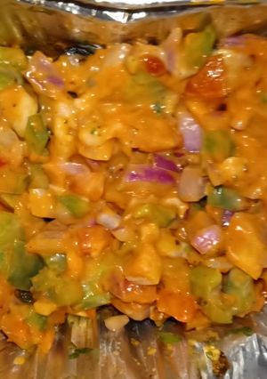 A picture of Onion and capsicum veg.