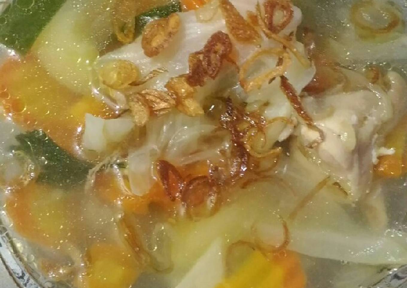 Sup ayam simpel bawang goreng.😊