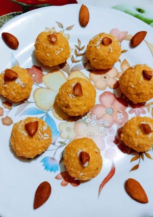 A picture of Delicious tasty Malai dry fruits ladoo.(For Vasant Panchami festival).
