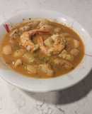 Judiones con rape y langostinos
