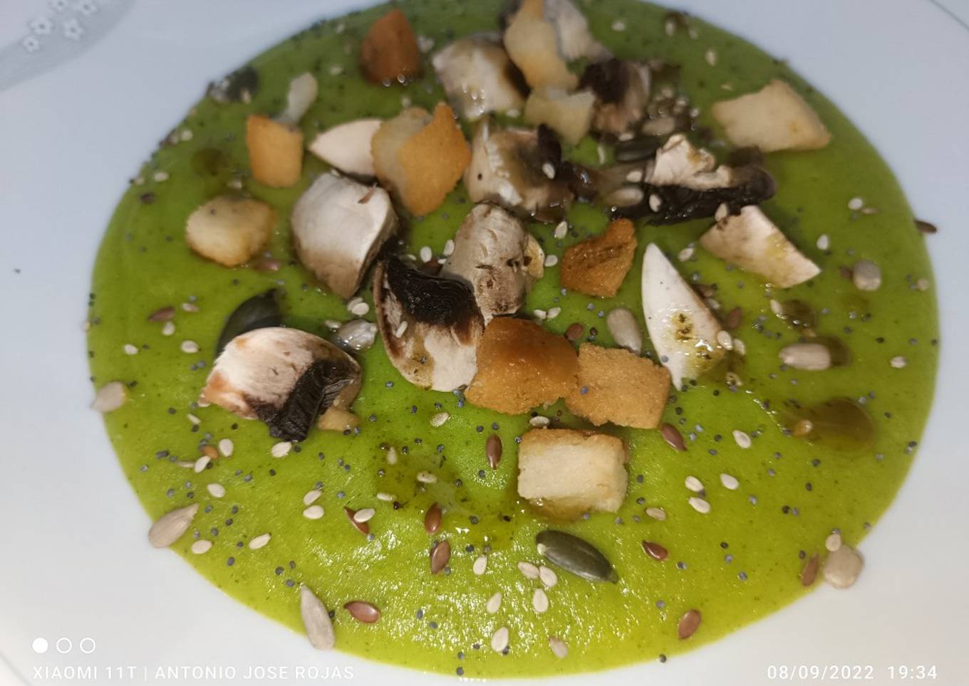 Crema de calabacín y champis