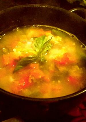 A picture of Sweetcorn vegetables soup.