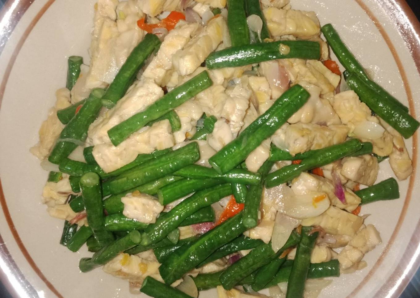 Tumis tempe kacang panjang