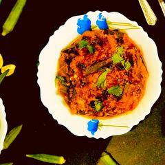 A picture of Bhindi in Tomato Gravy.