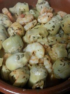 Una foto de Gambas Con Alcachofas
