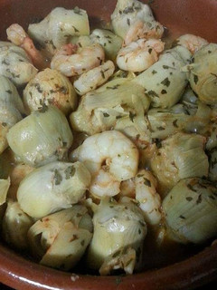 Una foto de Gambas Con Alcachofas