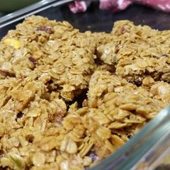 A picture of Ginger flapjacks with pistachios and apricots.