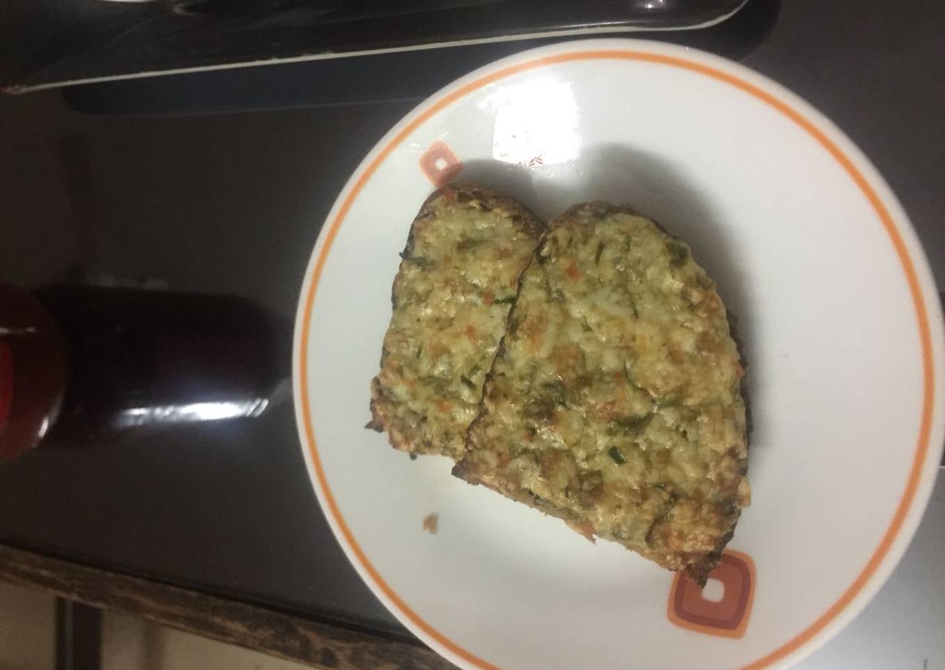 Toast with cheese and chili