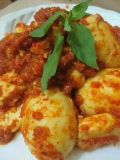 Foto resep Telor bumbu Bali mix tofu mercon