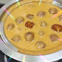Banana subj(kacha khol) potato panner malai kofta A picture of Banana subj(kacha khol) potato panner malai kofta.