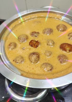 A picture of Banana subj(kacha khol) potato panner malai kofta.