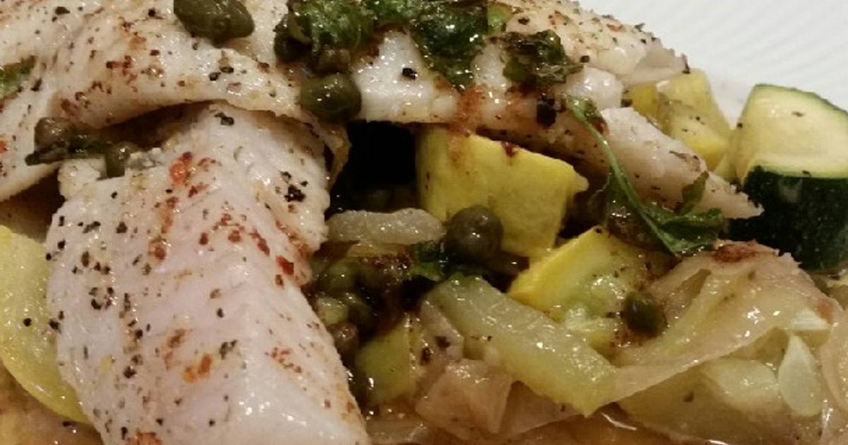 Brad's keto friendly walleye w/ basil caper browned butter sauce Recipe