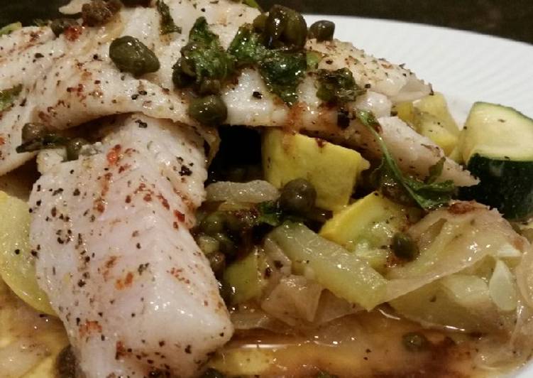 Brad's keto friendly walleye w/ basil caper browned butter sauce