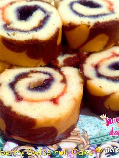 Foto resep Blueberry Swiss Roll Cake / Bolu Gulung