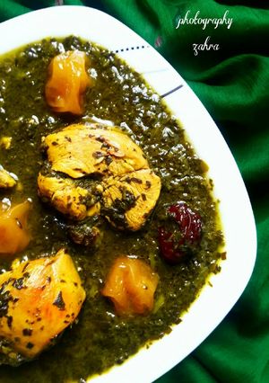 عکسی از دستور خورش آلو اسفناج