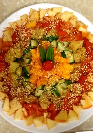 "ચટપટું પોટેટો મેંગો વેજી સલાડ" (chatptu potato mango veg salad recipe in Gujarati) રેસીપી મુખ્ય ફોટો