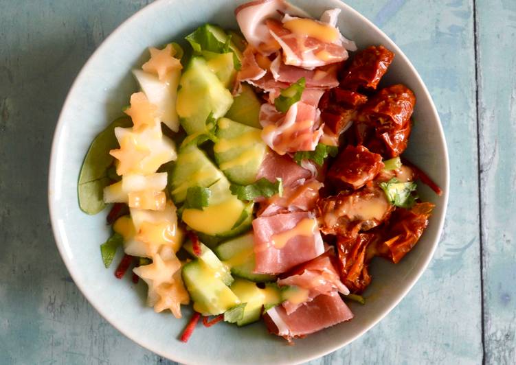 Recipe of Award-winning Tomato, Serrano Ham and Melon Salad