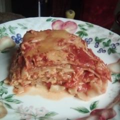 A picture of Cheese steak lasagna.