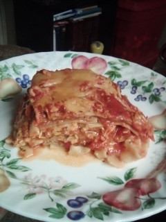 A picture of Cheese steak lasagna.