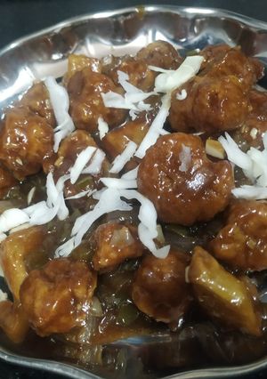 A picture of Potato soyabean chilli.