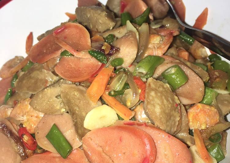 Oseng udang sosis saos tiram